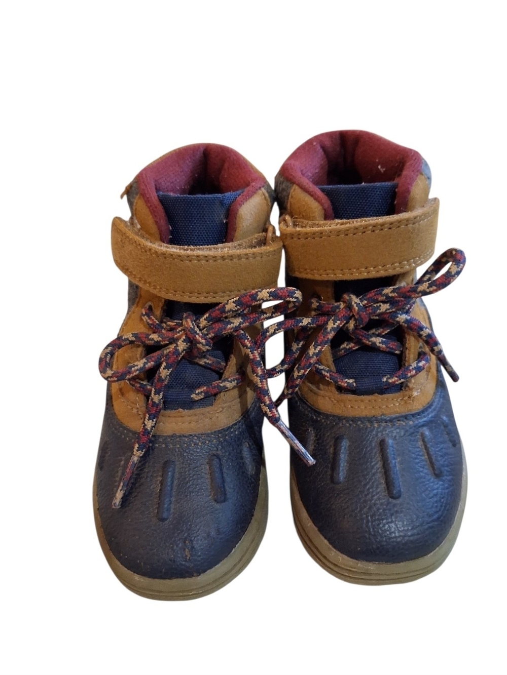 Kids Navy and Brown Lace-Up Outdoor Boots